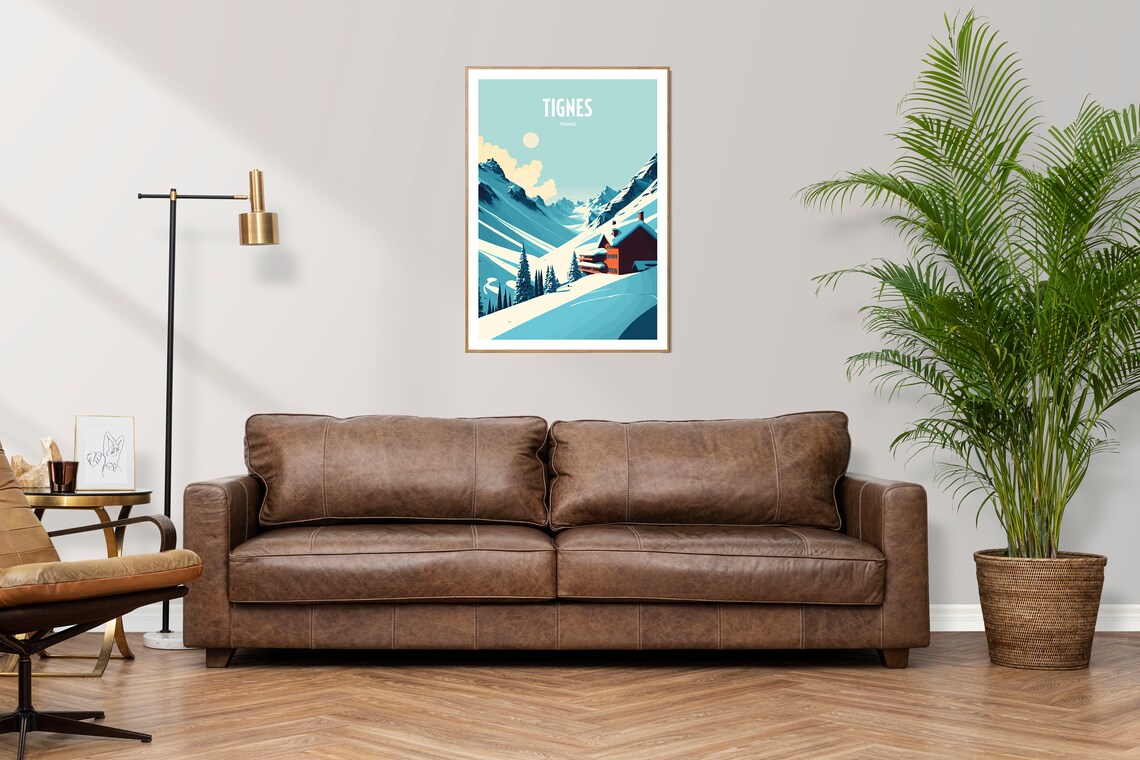 Tignes France Snowy Alpine Village Chalet Vintage Travel Poster - Image 2
