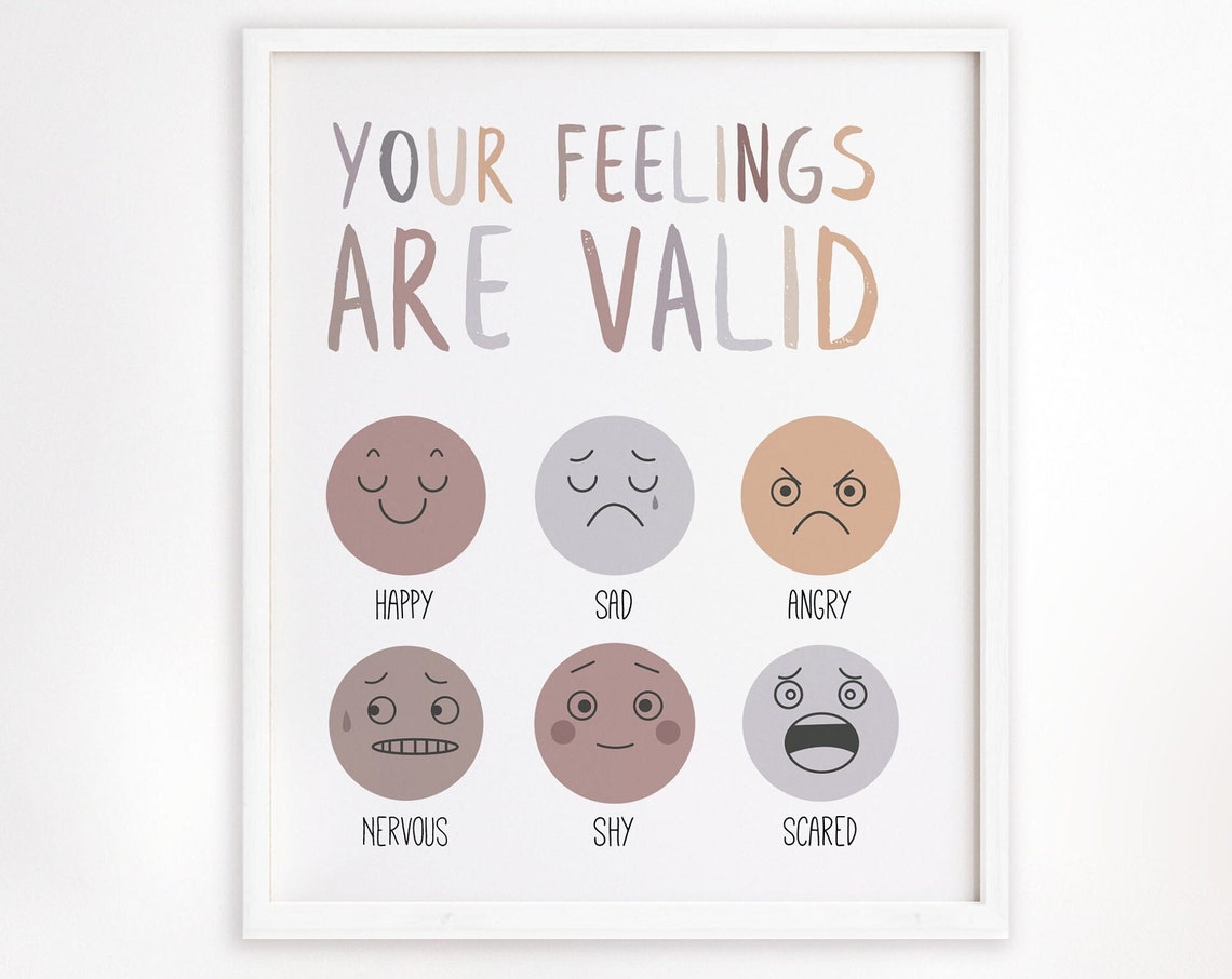 Your Feelings Are Valid Emotions Chart Boho Nursery Decor Poster