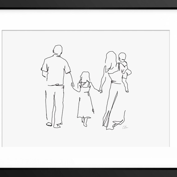 Family Print Family Line Art Family Illustration Family Drawing Family Line Art Line Drawing Family Portrait Family Wall Art Mother