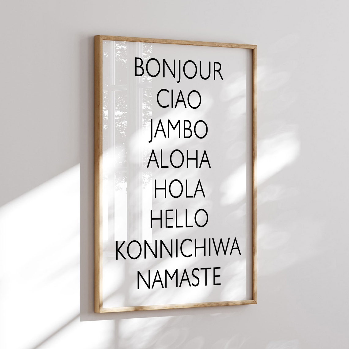 Hello in 8 Languages Typographic World Travel Entryway Decor Poster - Image 2