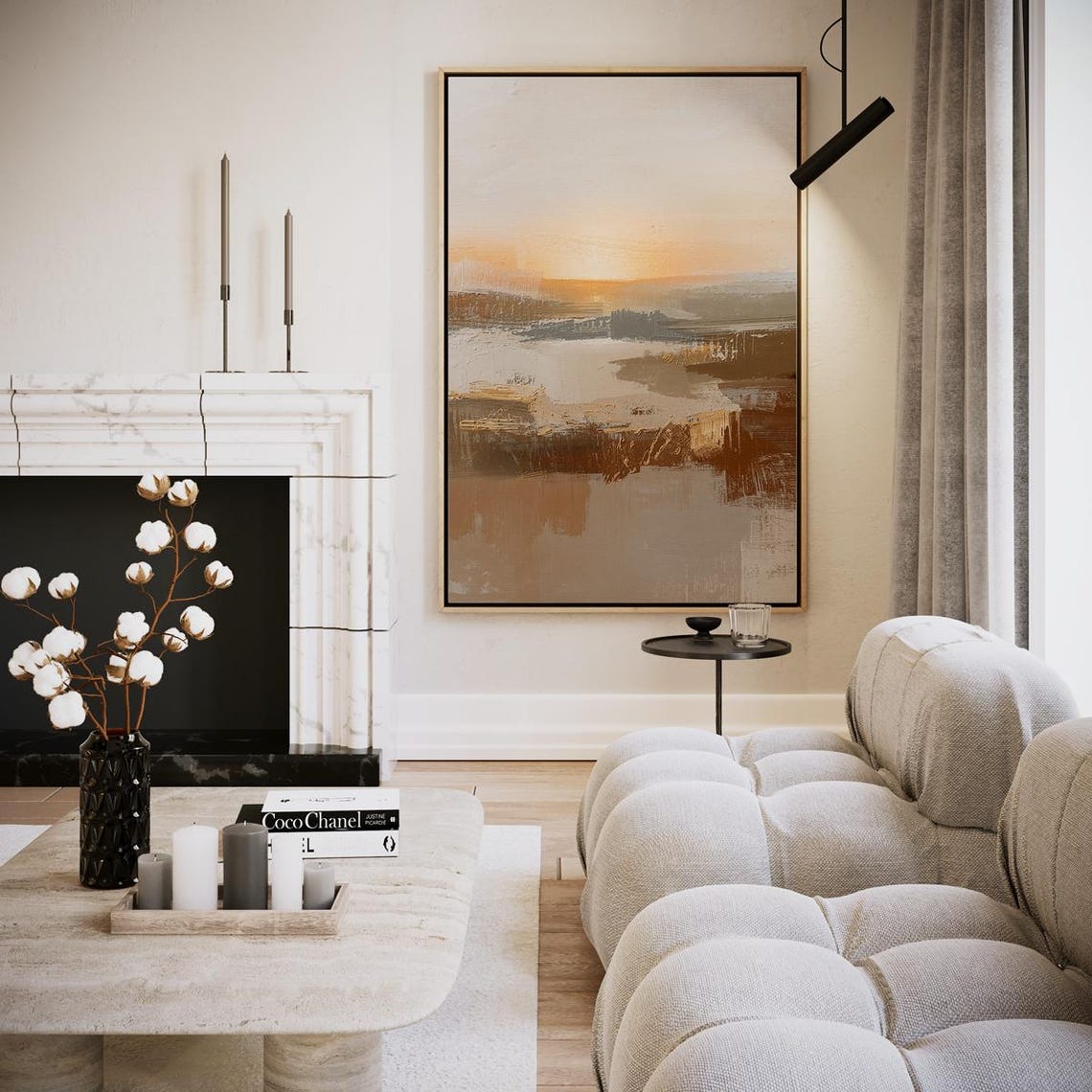 Soft Peach Sunrise Abstract Warm Minimalist Neutral Wall Poster