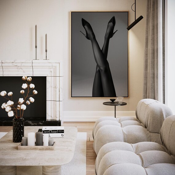 Black White Fashion Legs High Heels Elegant Photography Art Print