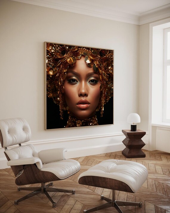 Female Portrait Golden Shine Of Beauty Artwork Wall Art