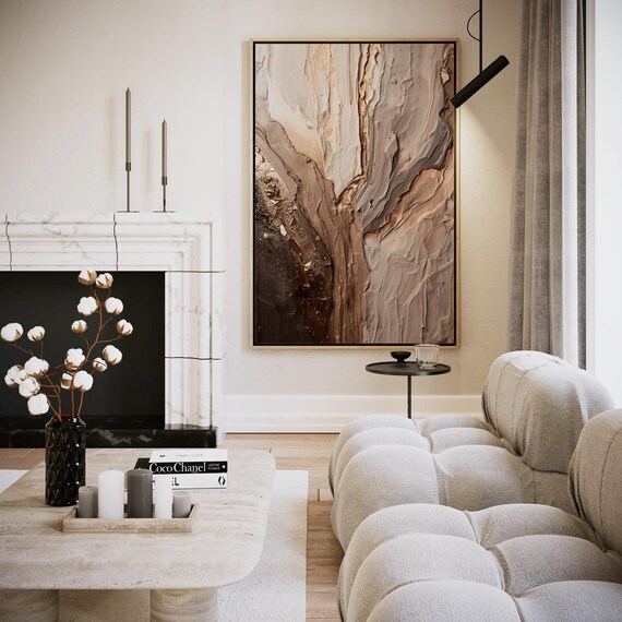 Abstract Brown And Beige Textured Painting Organic Modern Art Poster