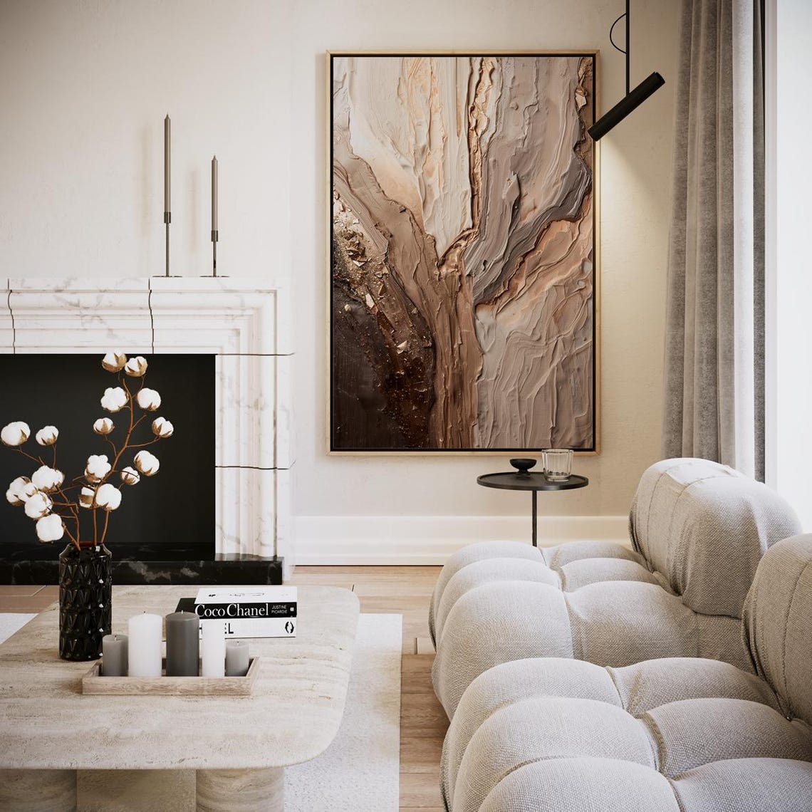Abstract Brown And Beige Textured Painting Organic Modern Art Poster