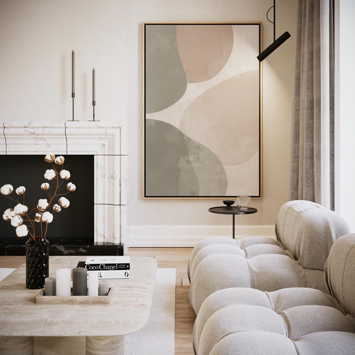 Soft Sage And Blush Organic Shapes Abstract Minimalist Art Poster