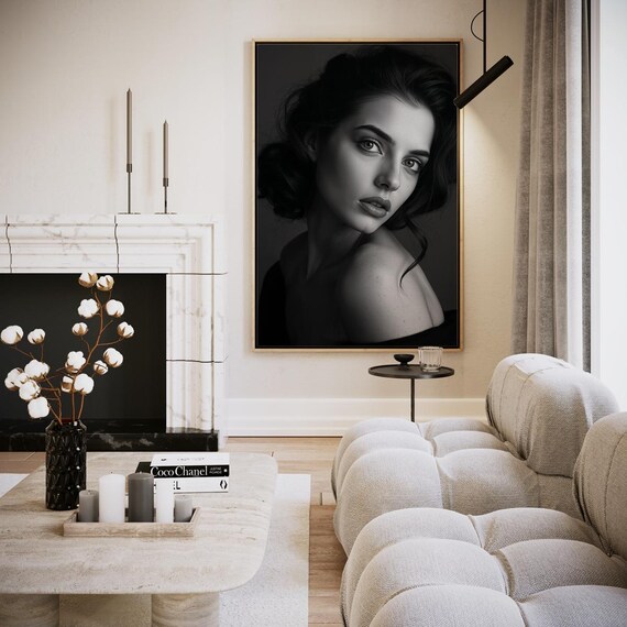 Silent Beauty Black And White Woman Portrait Elegant Fine Art Poster