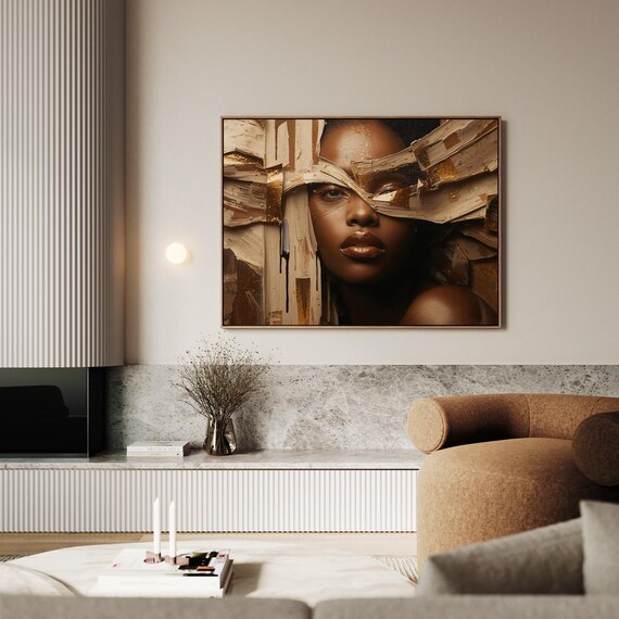 Gold Abstract Female Portrait Beauty In Chaos Artwork Wall Art