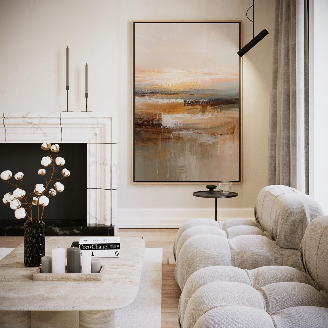 Soft Beige Paint Stroke Abstract Horizon Landscape Art Poster