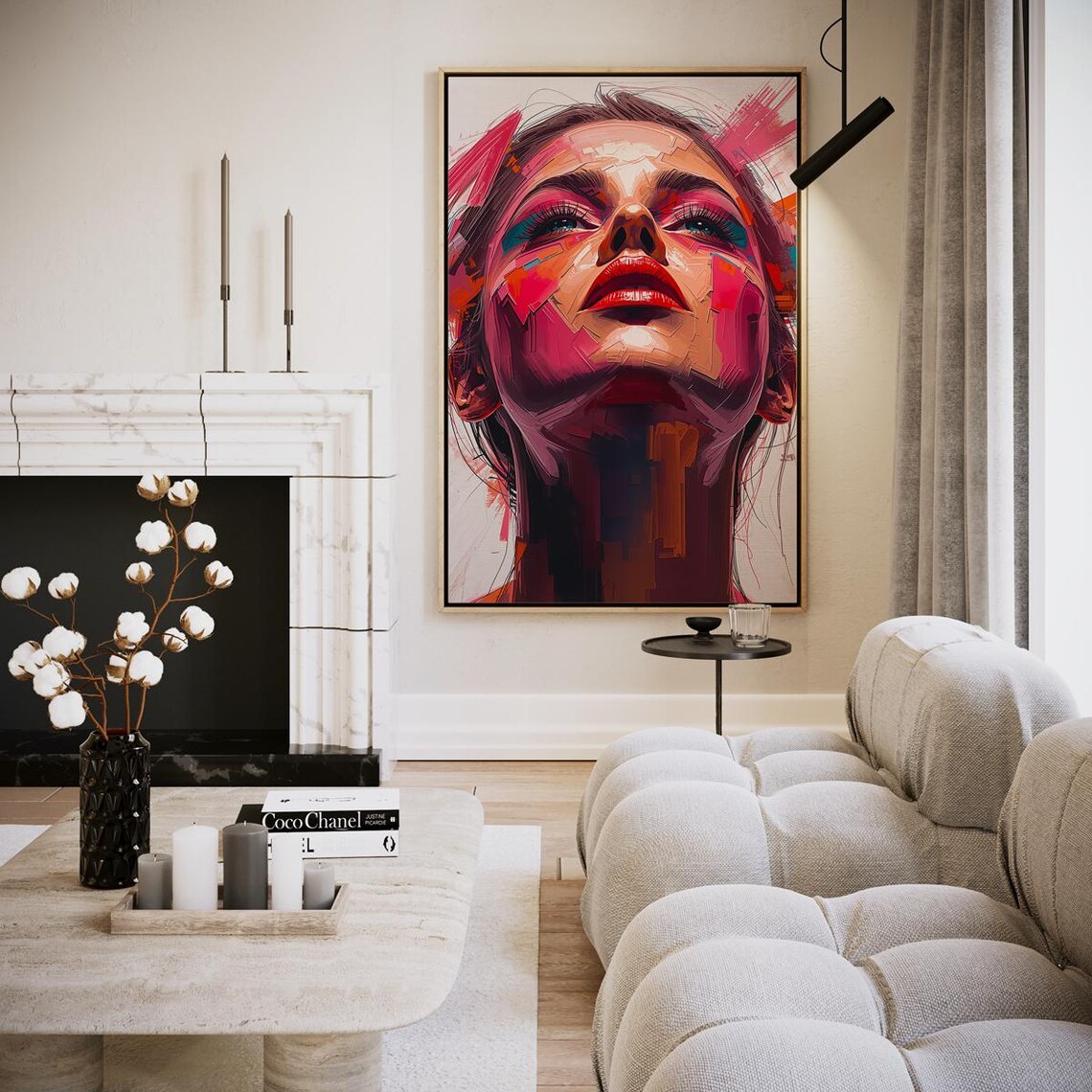 Vivid Colorful Painted Woman Portrait Expressive Modern Art Poster