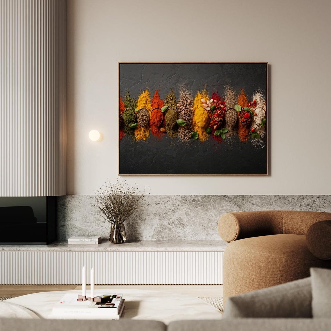 Colorful Herbs And Spices Spoons Row Kitchen Wall Decor Poster