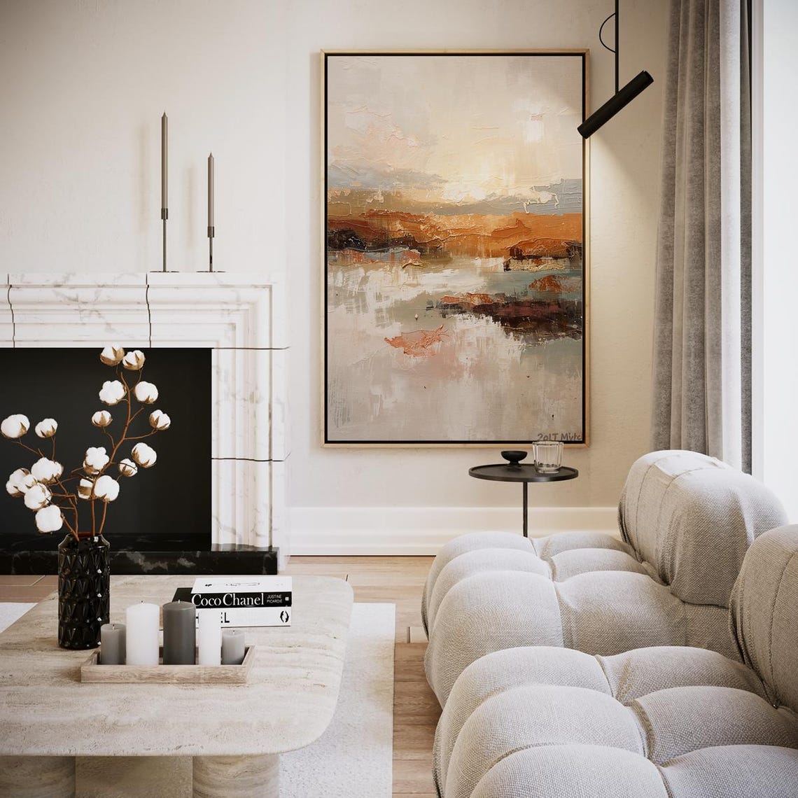 Autumn Horizon Textured Abstract Landscape Warm Tones Art Poster