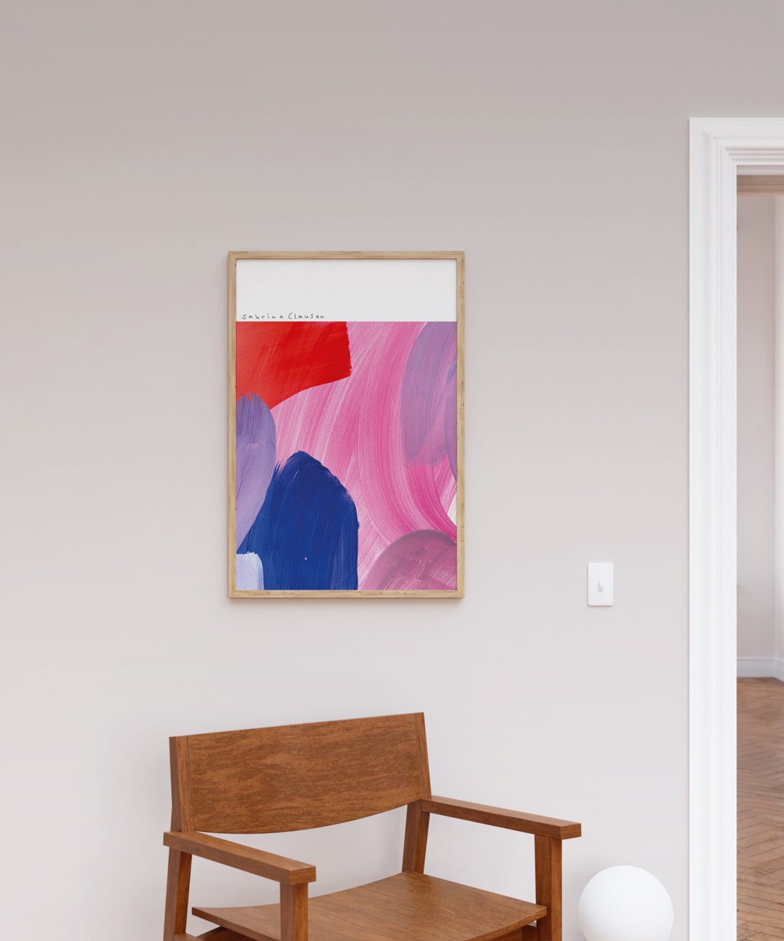 Sabrina Clausen Red Cobalt Blue Pink Abstract Brushstroke Wall Art - Image 4