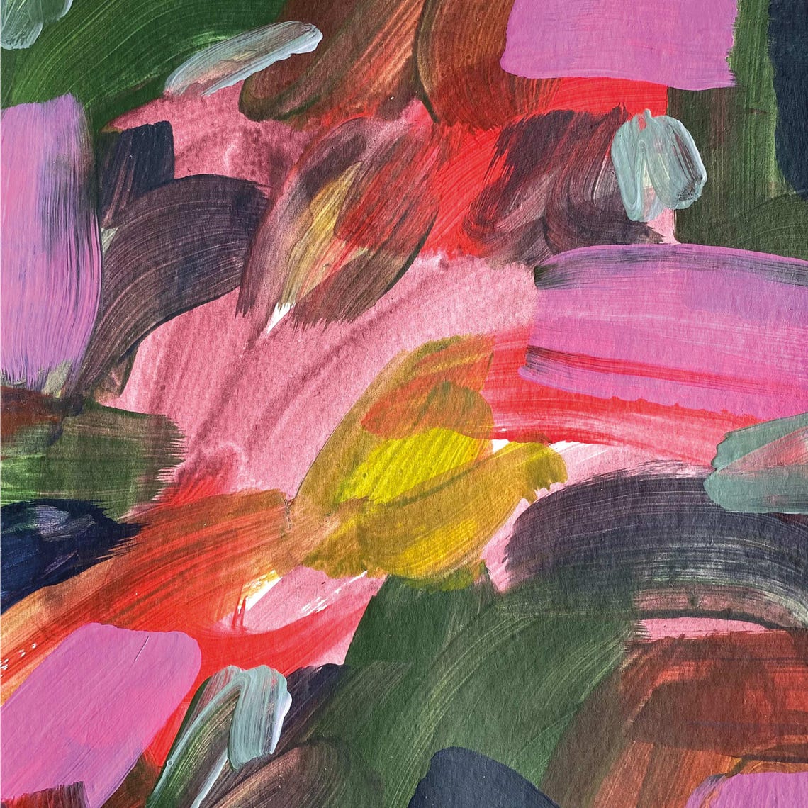 Sabrina Clausen Bold Red Pink Green Dynamic Abstract Art Poster - Image 4