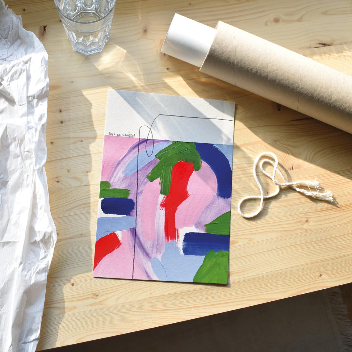Sabrina Clausen Pink Red Green Blue Abstract Brushstroke Wall Art - Image 4