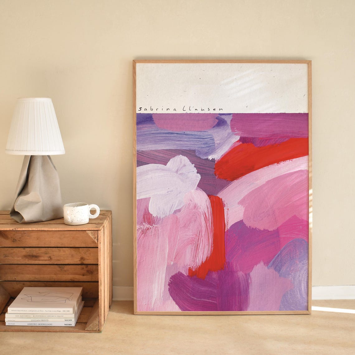 Sabrina Clausen Pink Purple Red Abstract Brushstroke Painting Wall Art - Image 4