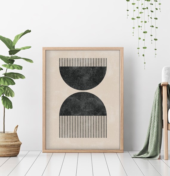Mid Century Line Art Black Geometric Line Art Abstract Wall Art Minimalist Print Modern Abstract Art Living Room Wall Art Wall Decor