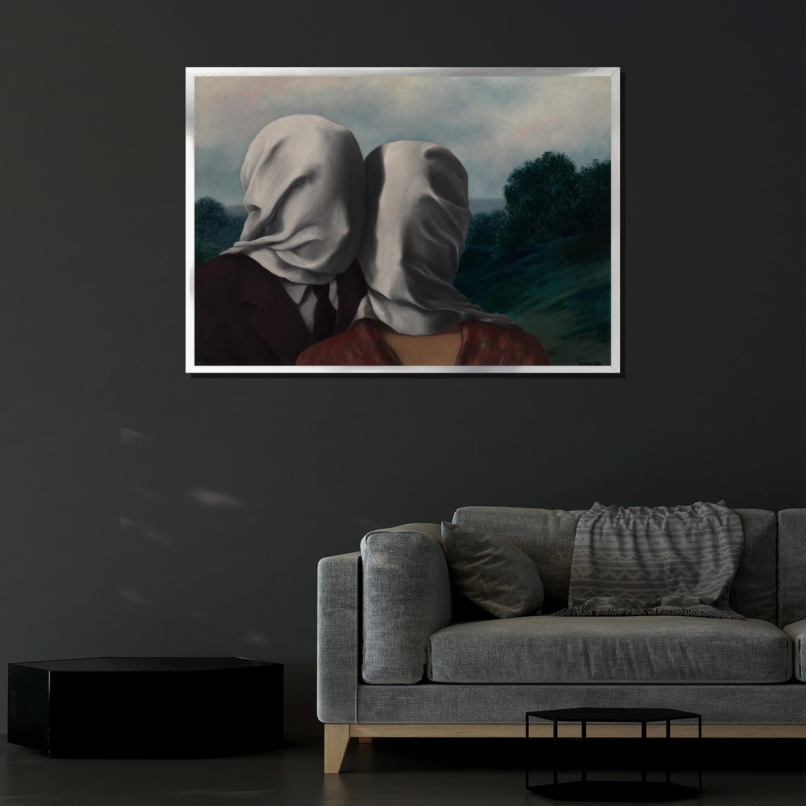 Ren Magritte The Lovers Cloth Covered Heads Embrace Surreal Poster - Image 4