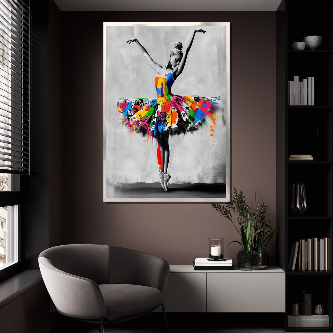 Ballerina Dancer Colorful Paint Splatter Tutu Graceful Modern Art Poster - Image 4