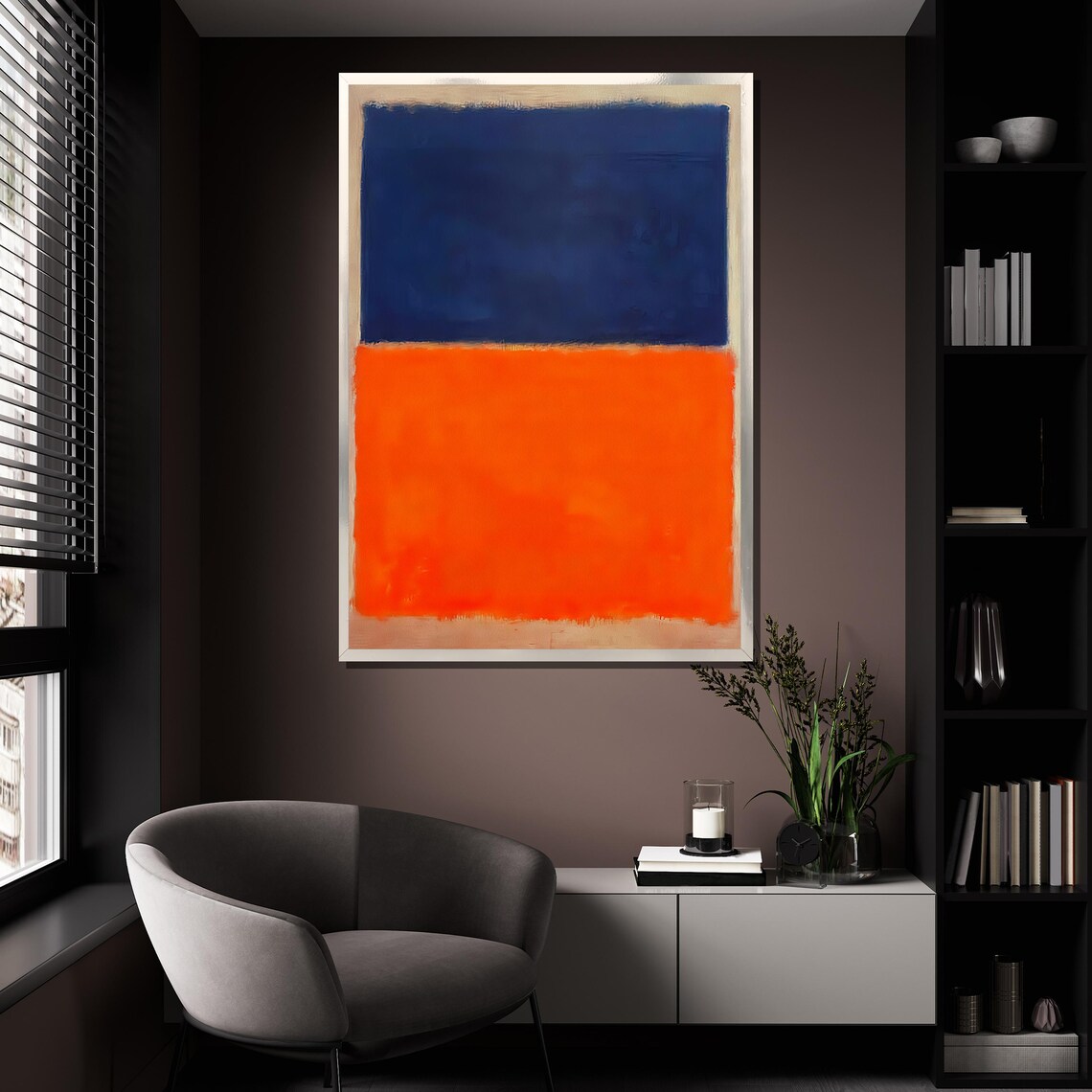 Mark Rothko Painting Blue And Orange Abstract Art With Golden Frame Modern Wall Art Gift For Decor - Image 4