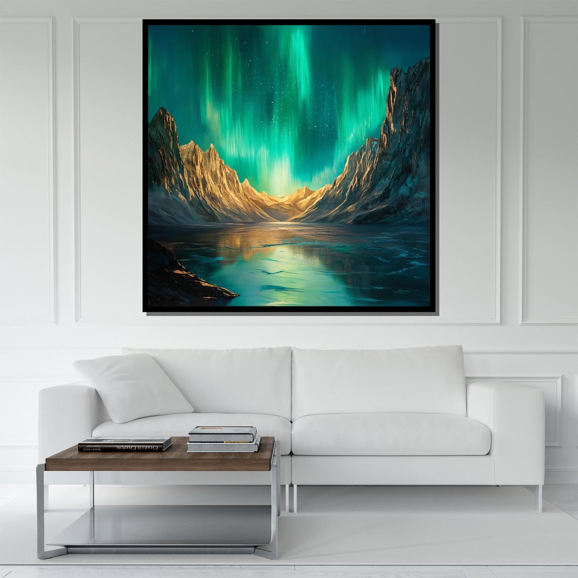 Aurora Borealis Northern Lights Mountain Lake Reflection Night Poster - Image 5