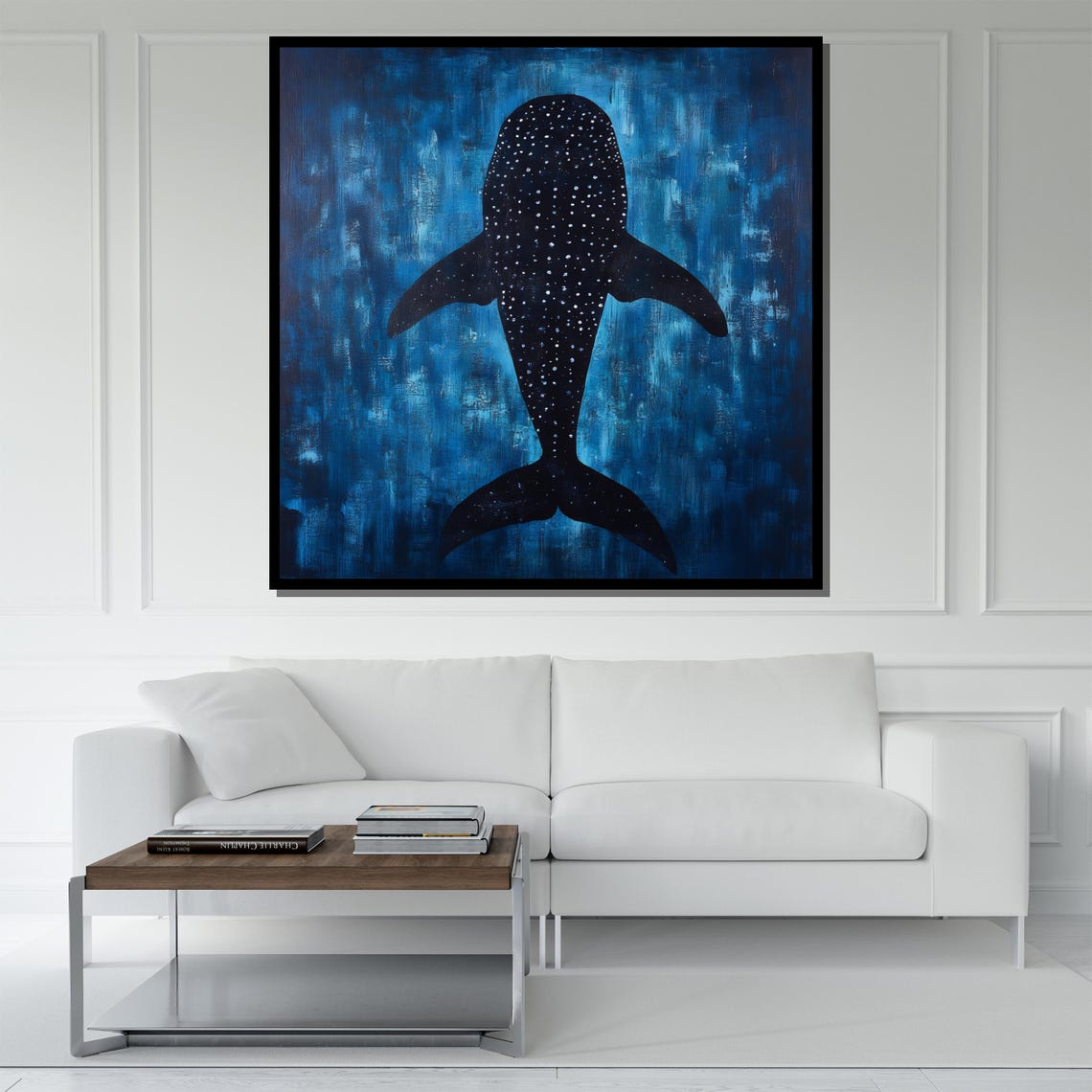 Whale Shark Silhouette Deep Blue Ocean Modern Nautical Poster - Image 5