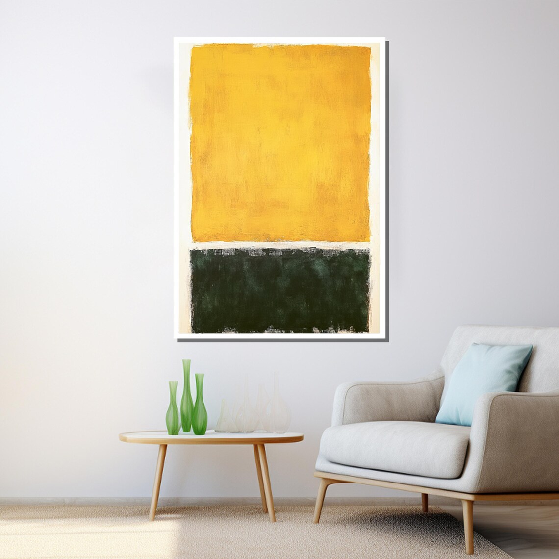 Rothko-Inspired Yellow and Green Abstract Art Print - Image 3