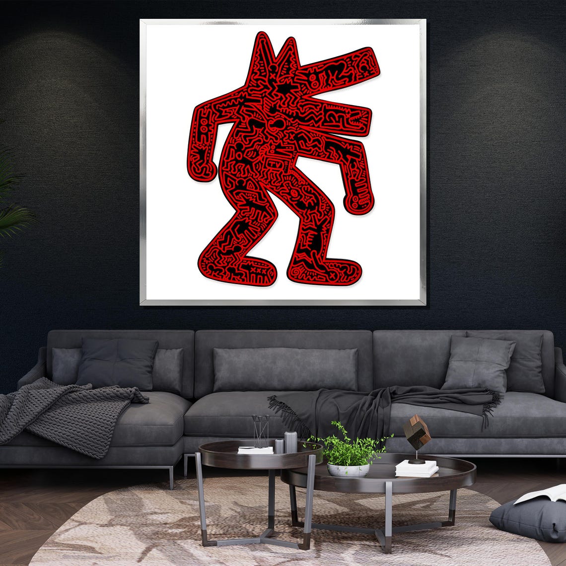 Bold Red And Black Abstract Dog Pop Art Modern Wall Art For Home Decor Or Unique Gift - Image 4