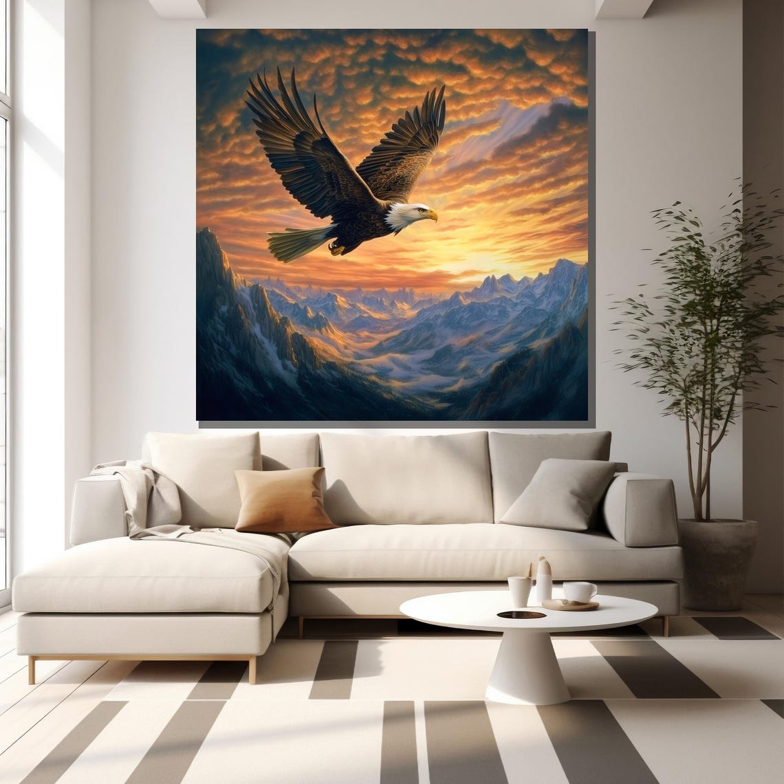 Bald Eagle Soaring Sunset Mountains Majestic Bird Art Poster - Image 2