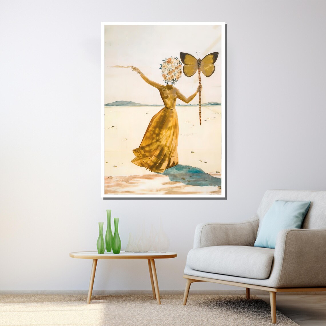 Salvador Dalí Woman With Butterfly Surrealist Art Print - Image 3