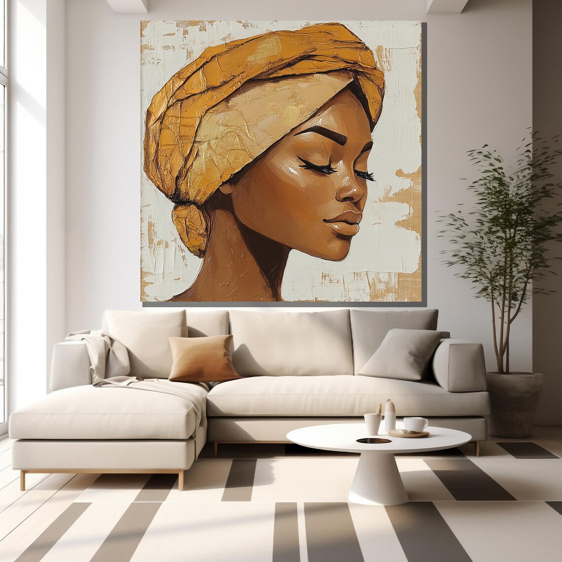 Abstract African Woman Painting Minimalist Afrocentric Wall Art Elegant Gift For Home Decor - Image 2