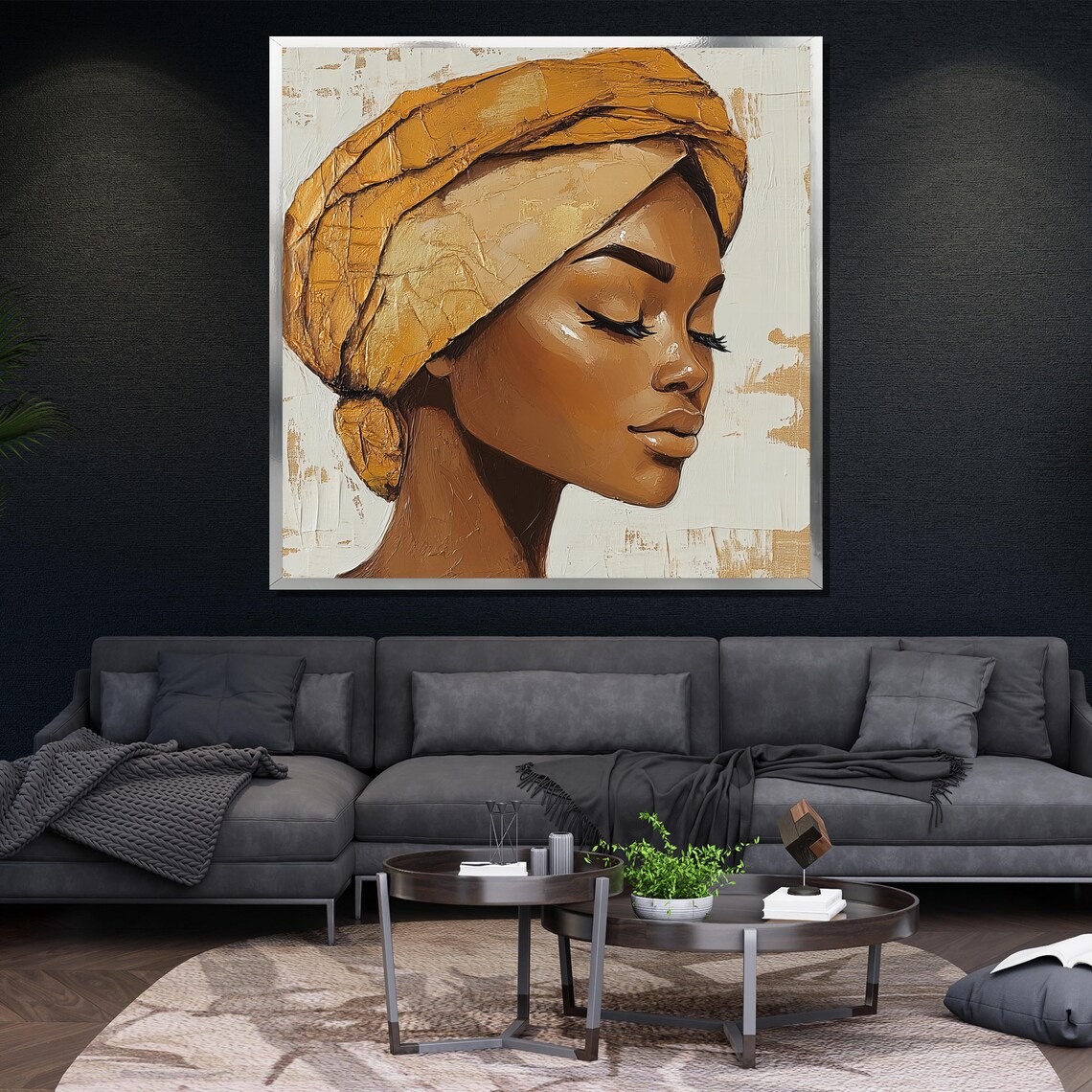 Abstract African Woman Painting Minimalist Afrocentric Wall Art Elegant Gift For Home Decor - Image 4
