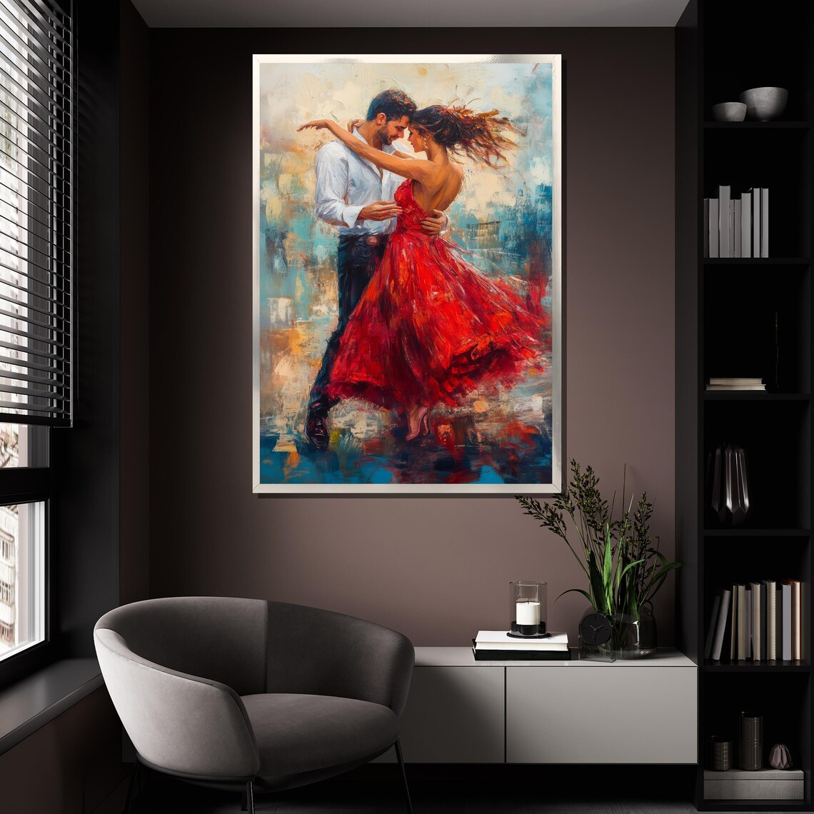 Romantic Dancing Couple Oil Painting Art Print - Image 4