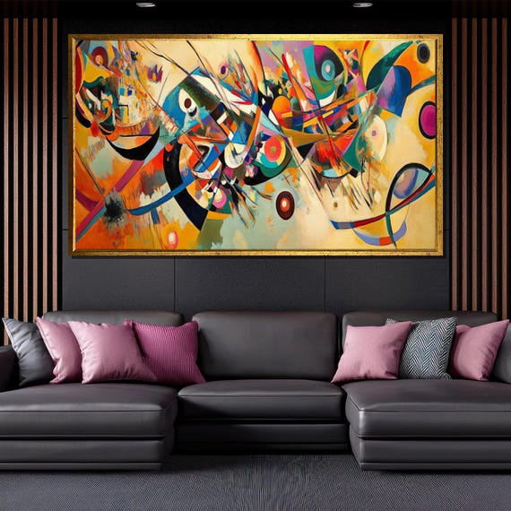 Abstract Geometric Colorful Painting Modern Wall Art Unique Gift For Living Room Bold Home Decor Statement Piece