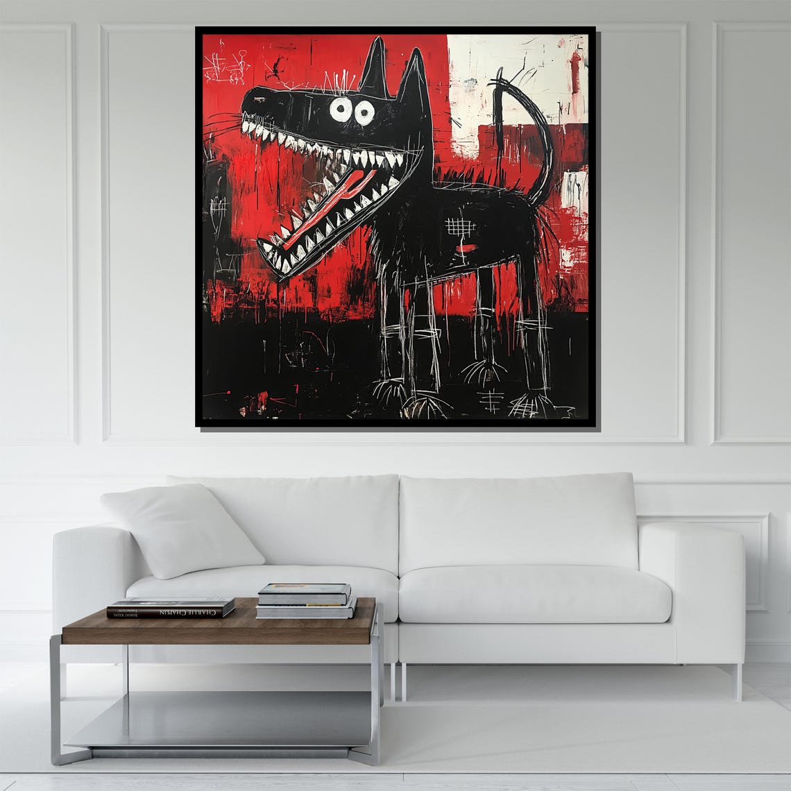 Abstract Black Dog Painting Modern Wall Art With Bold Colors Unique Home Decor Gift - Image 5