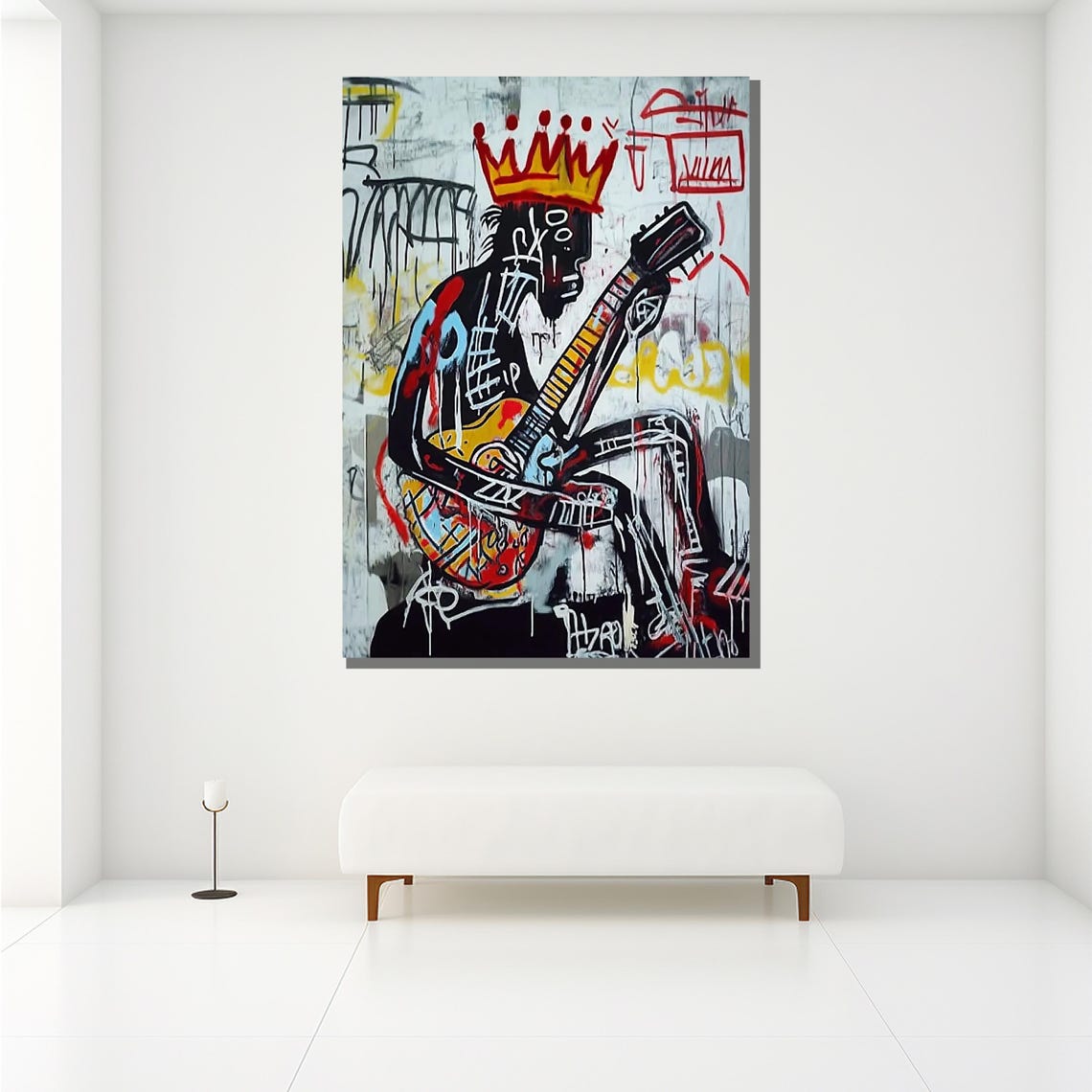 Abstract Guitarist Painting Bold Graffiti Inspired Wall Art Modern Music Artwork Unique Home Decor Gift - Image 2