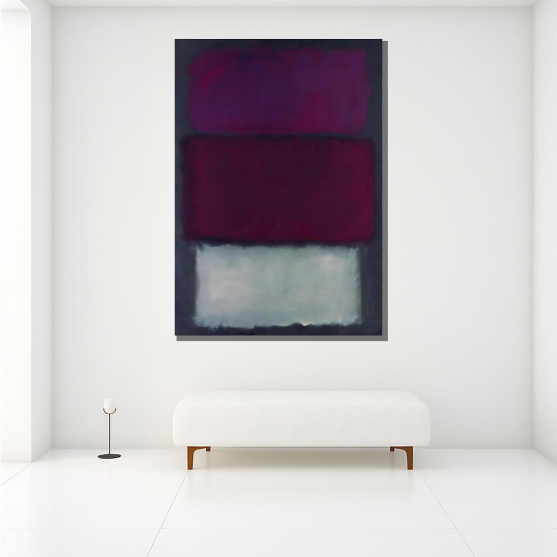 Mark Rothko Style Layered Purple Magenta And White Abstract Poster - Image 2