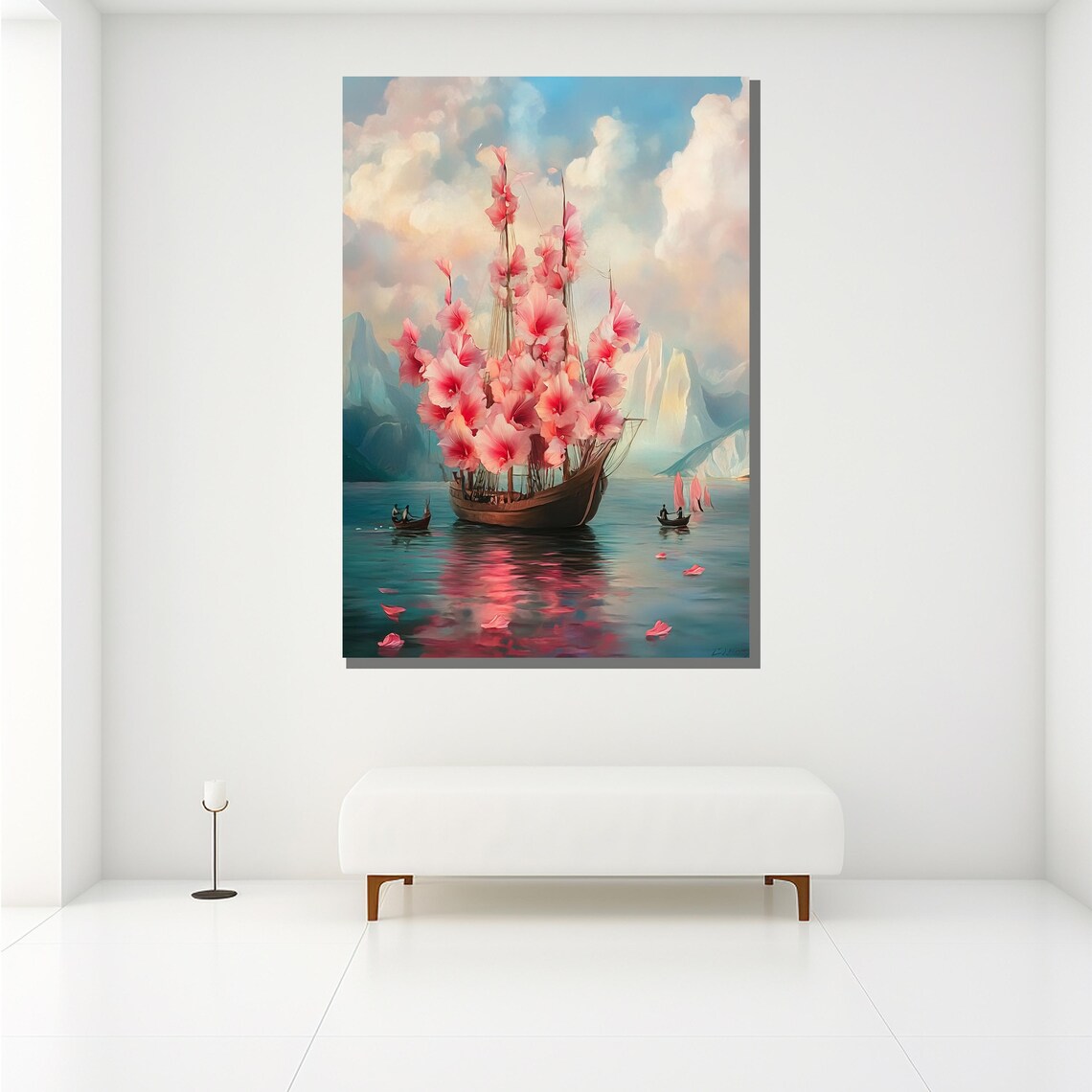 Sailing Ship With Flower Sails, Surrealist Art Print - Image 2