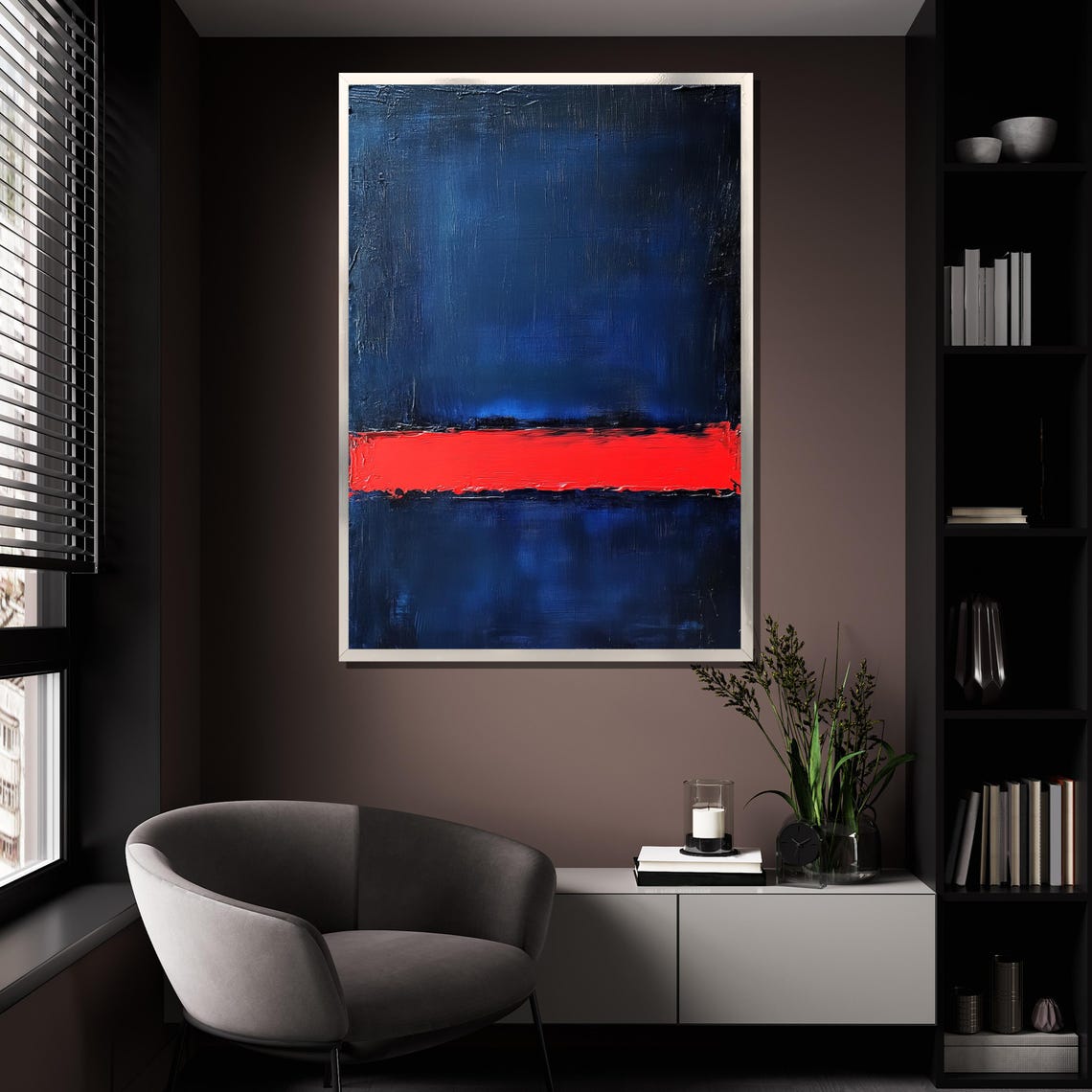 Mark Rothko Dark Red Blue Textured Expressionist Abstract Print - Image 4