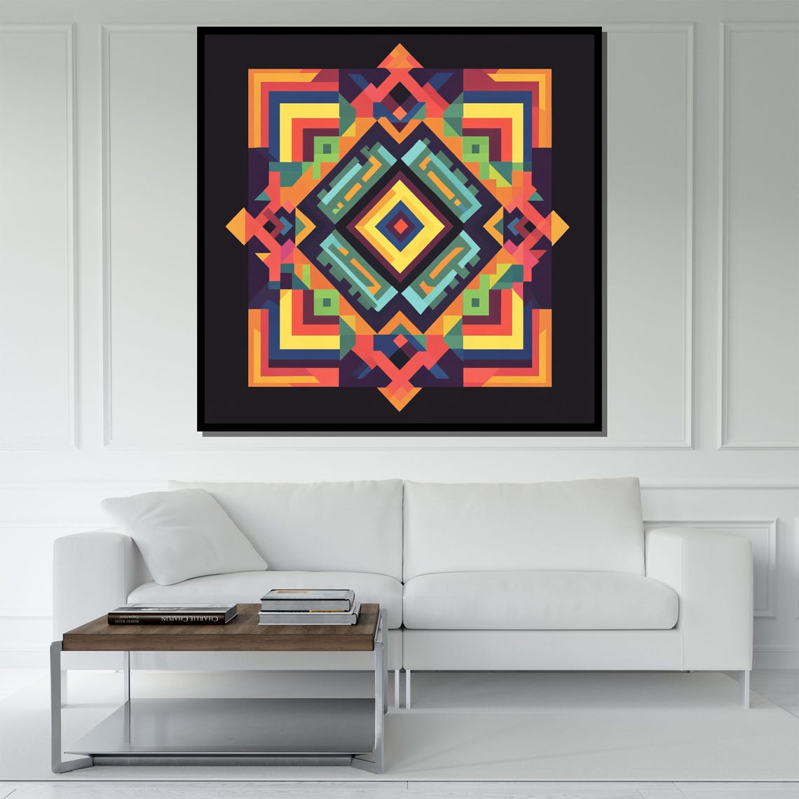 Colorful Geometric Mandala Diamond Kaleidoscope Modern Art Wall Poster - Image 5
