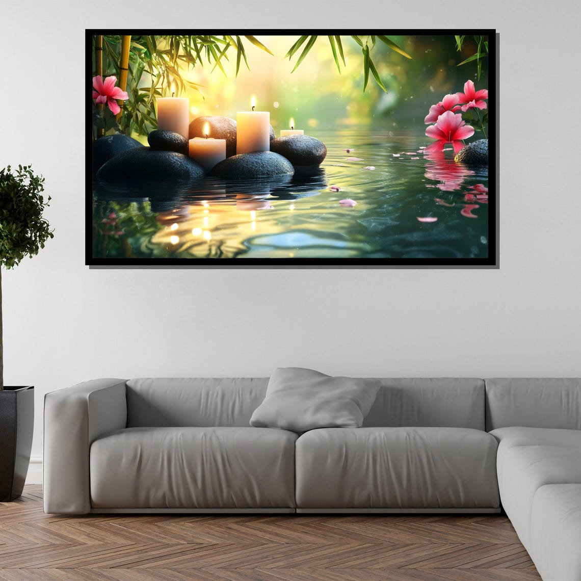 Zen Candle And Bamboo Painting Relaxing Spa Wall Art For Home Decor Peaceful Gift Idea - Image 5