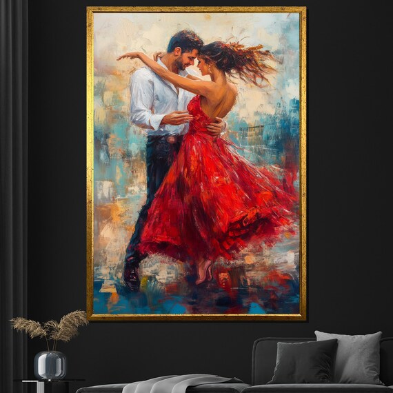 Romantic Dancing Couple Oil Painting Art Print