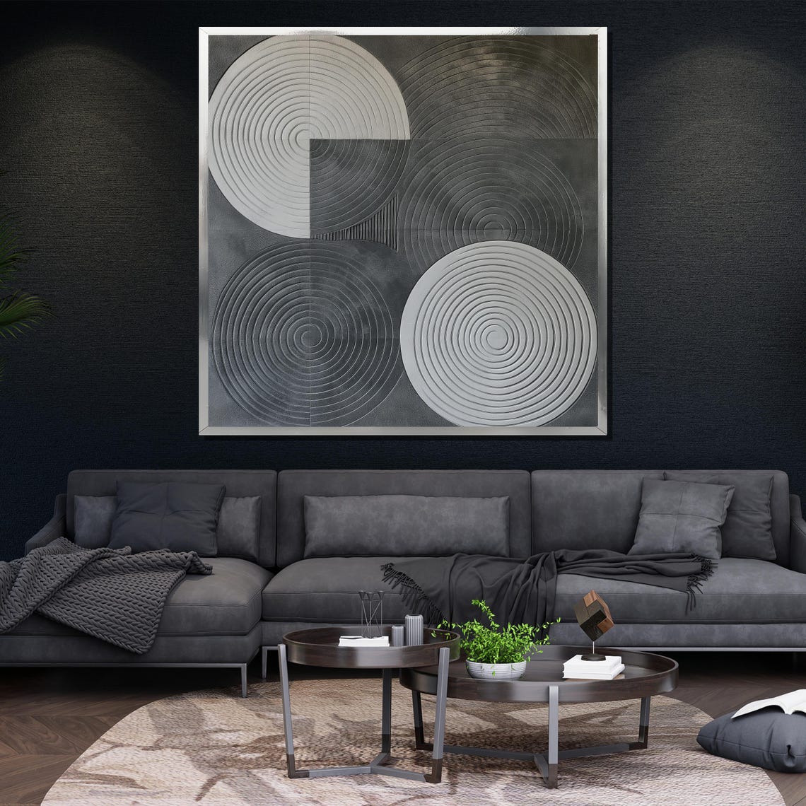 Minimalist Gray Abstract Painting Modern Wall Art Unique Gift For Living Room Bold Home Decor Statement Piece - Image 4