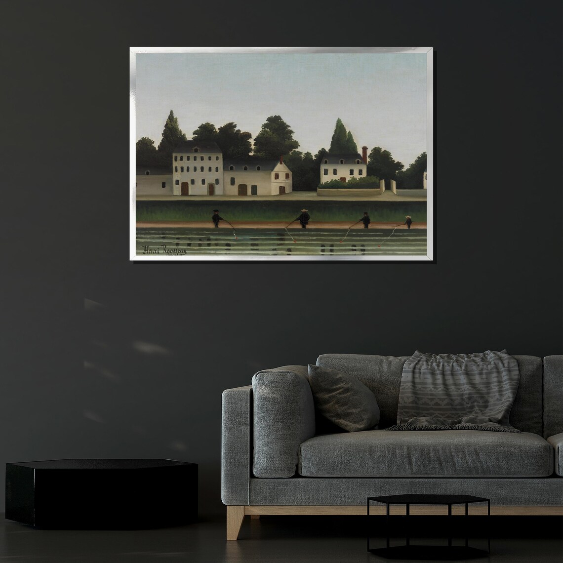 Henri Rousseau Fishermen River Bank Factory Naive Landscape Poster - Image 4