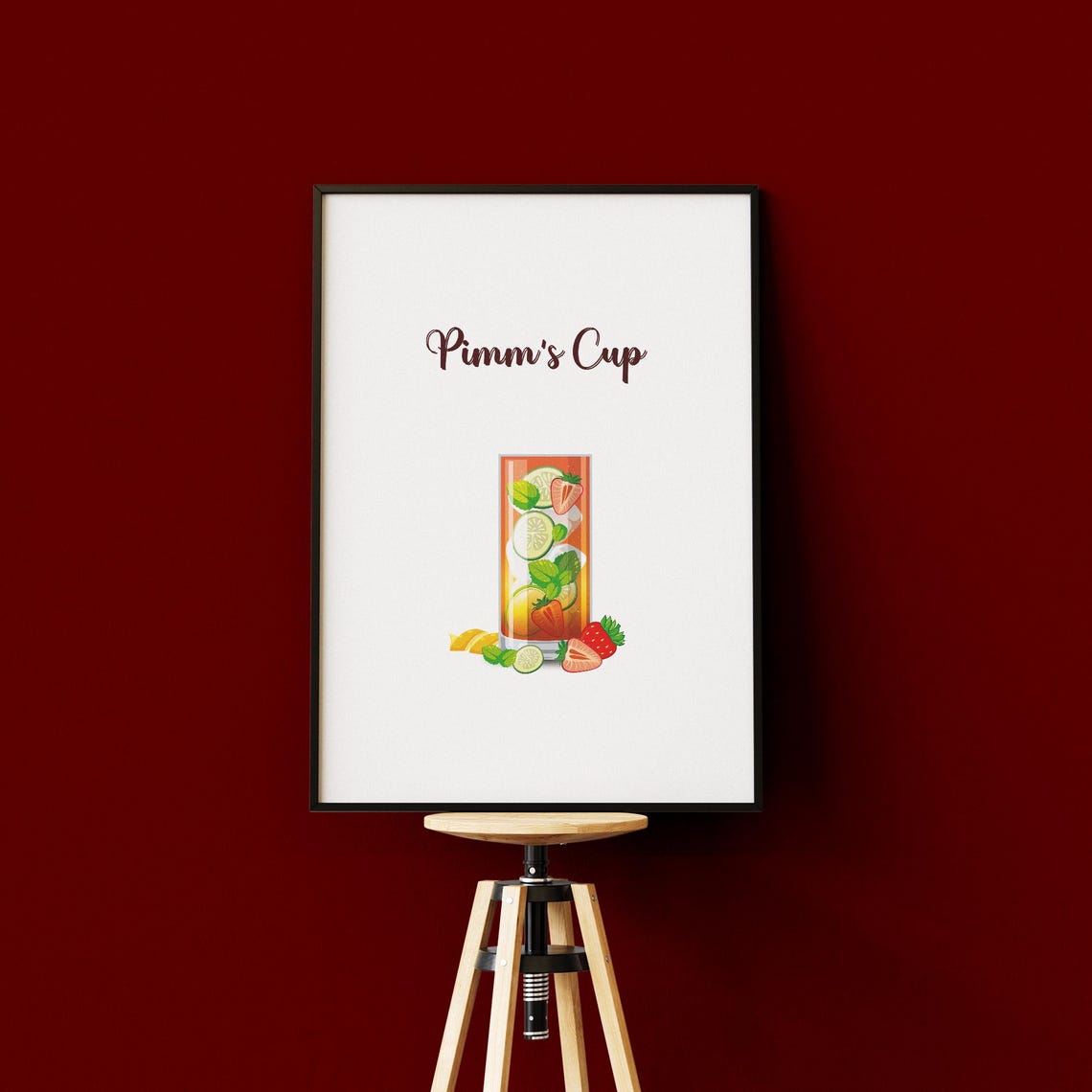 Pimm's Cup British Summer Cocktail Illustration Bar Decor Poster - Image 3