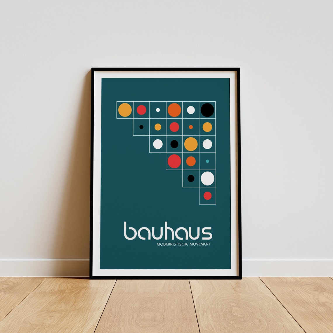 Teal Bauhaus Geometric Circle Grid Modernist Movement Poster - Image 3
