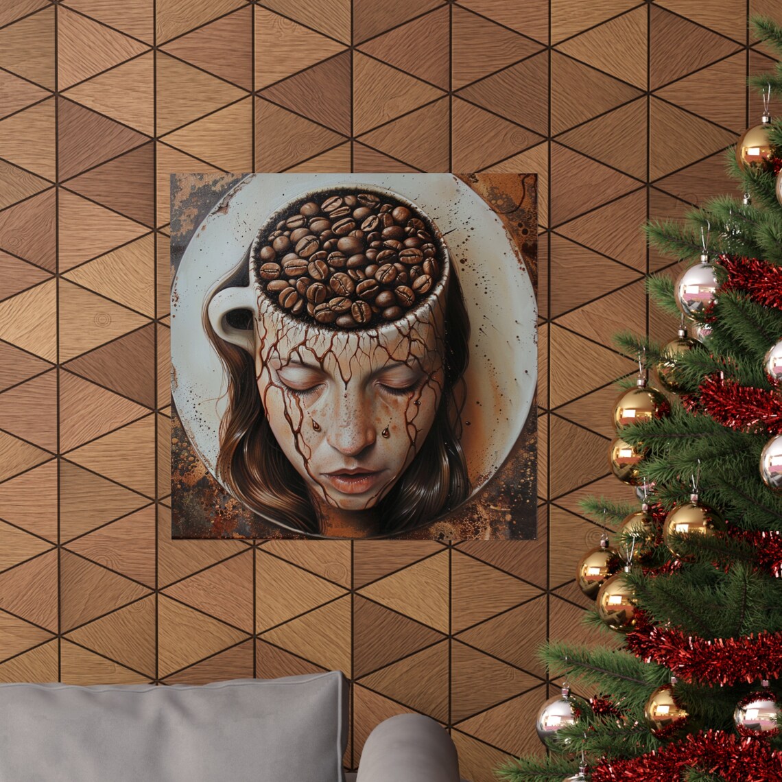 Woman Drowning In Coffee, Trippy Abstract Art Print - Image 4