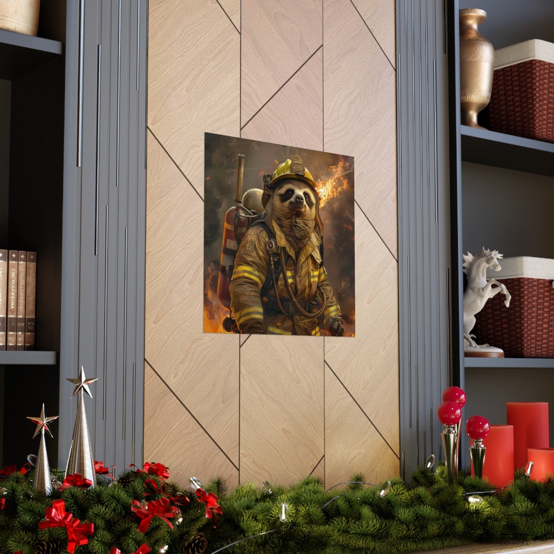 Sloth Fire Fighter Funny Humor Poster - Image 3