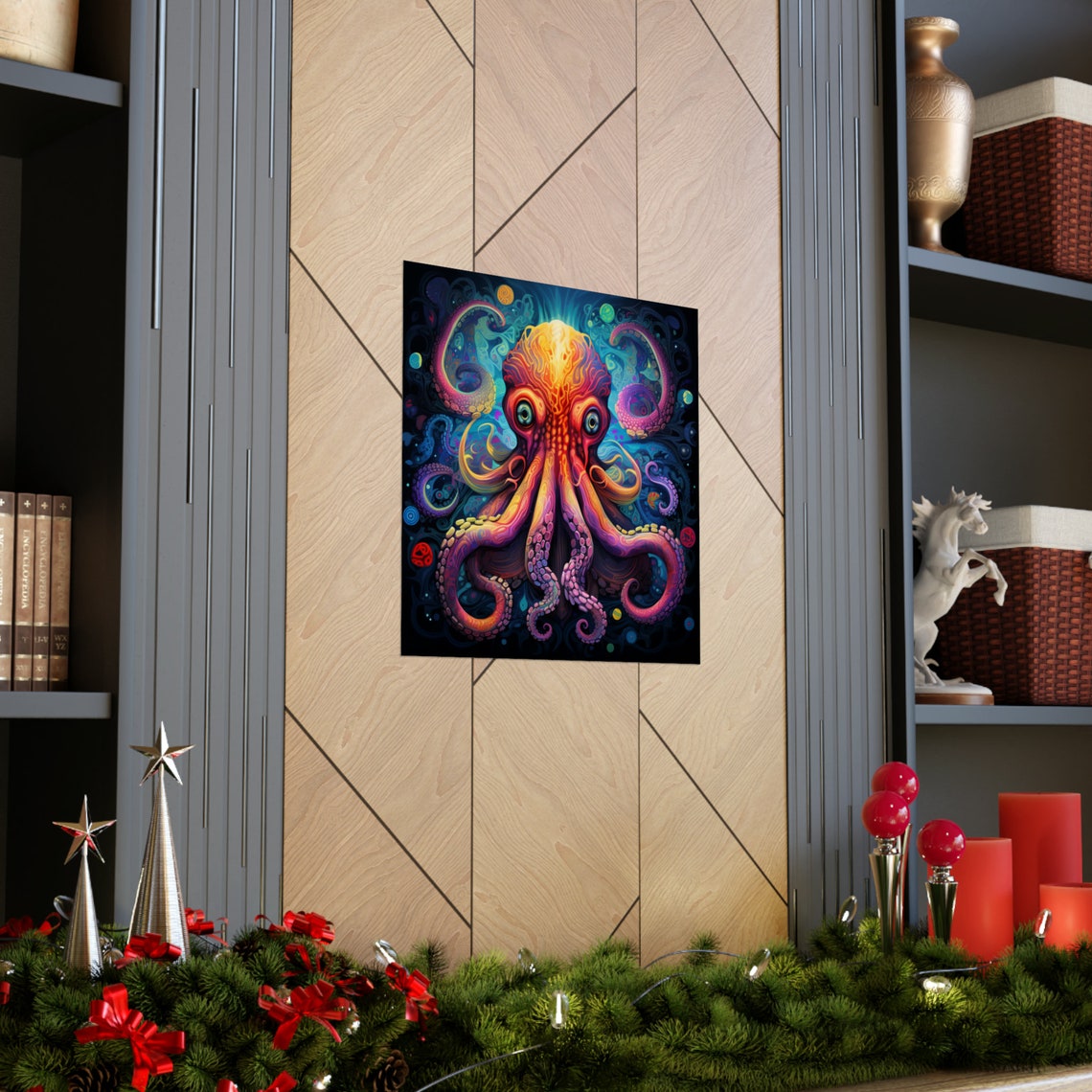 Rainbow Octopus 2 Trippy Psychedelic Poster - Image 3