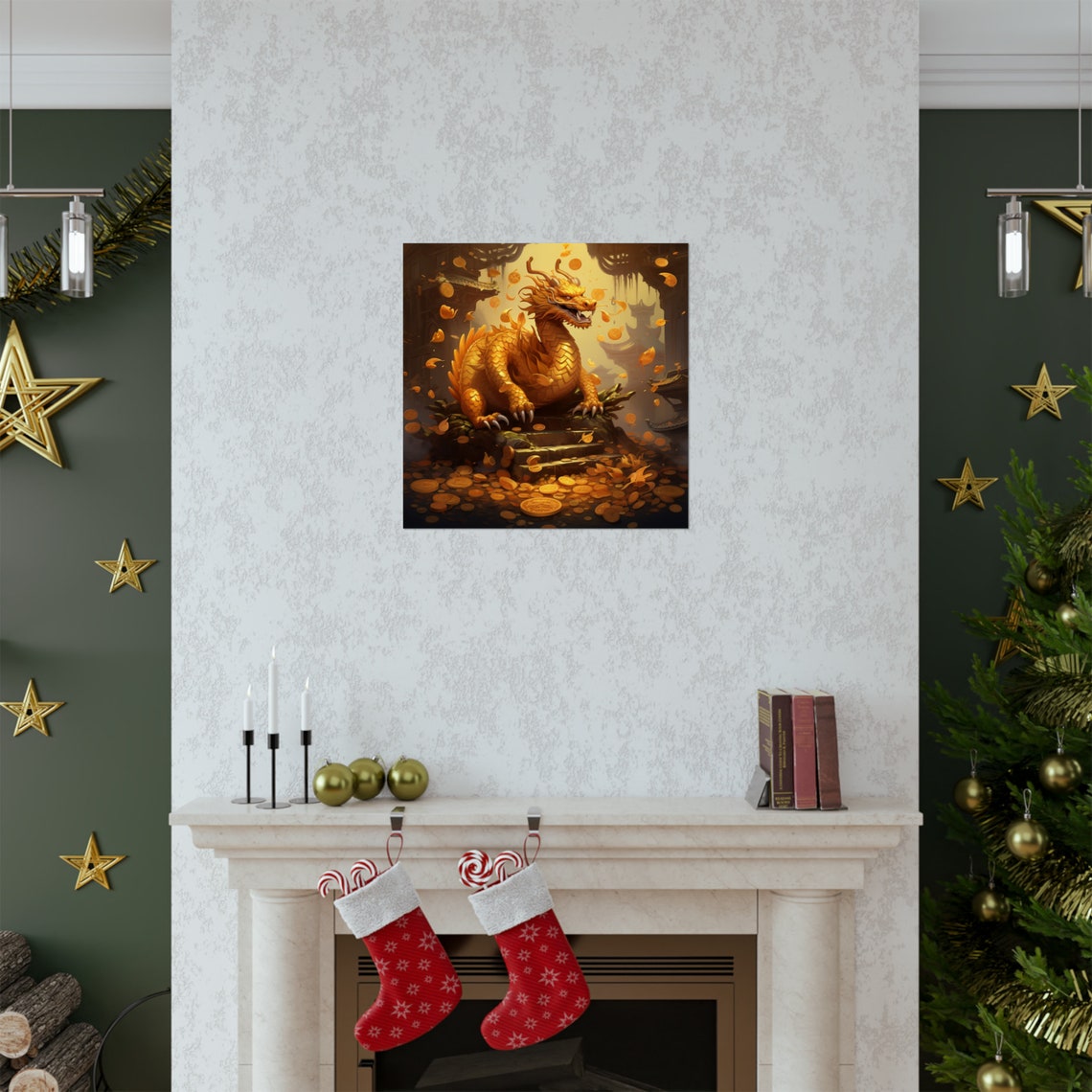 Year Of The Golden Dragon - Chinese Dragon Art Print - Image 2